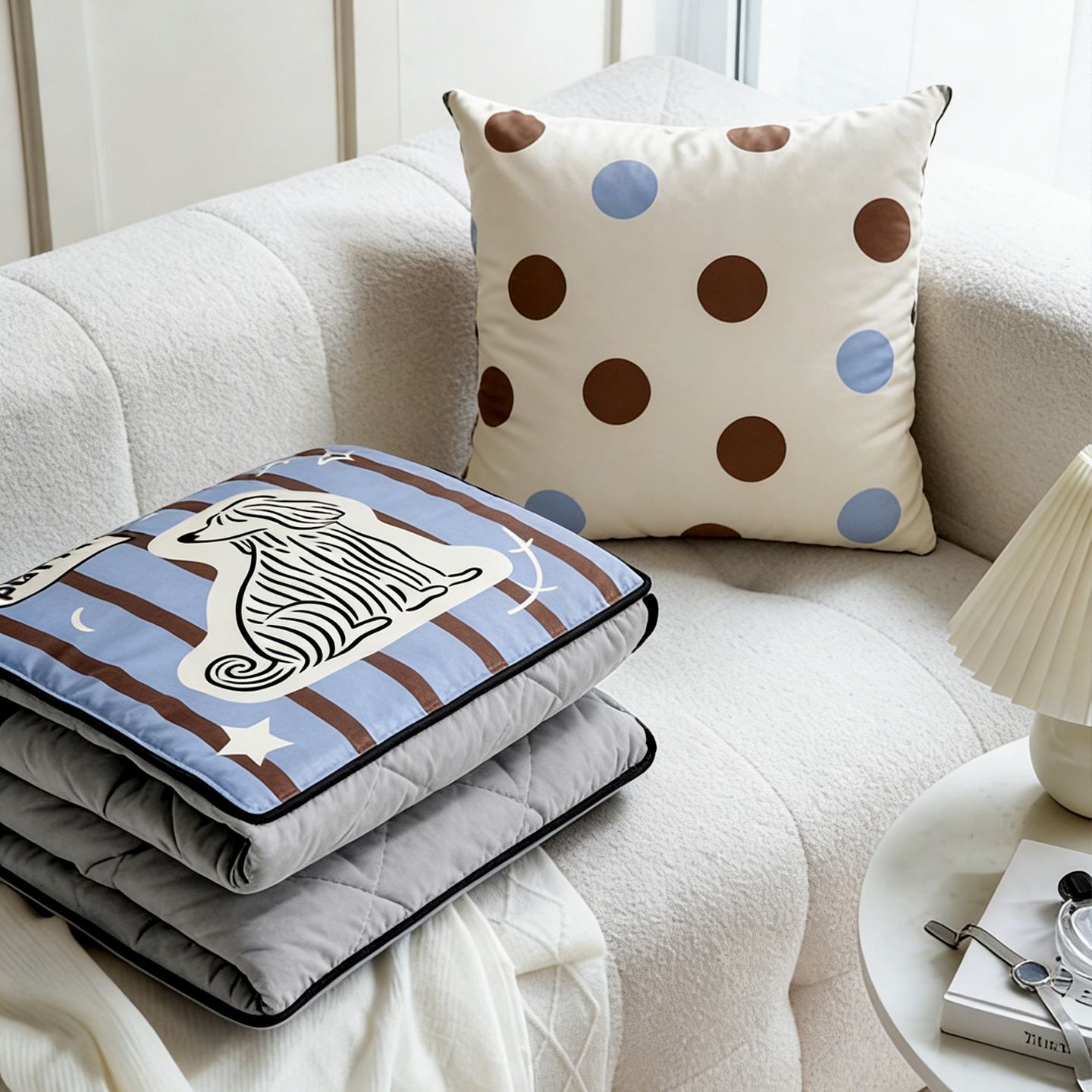 Urocza poduszka-koc w paski z  – Throw Pillow recenzja i cena